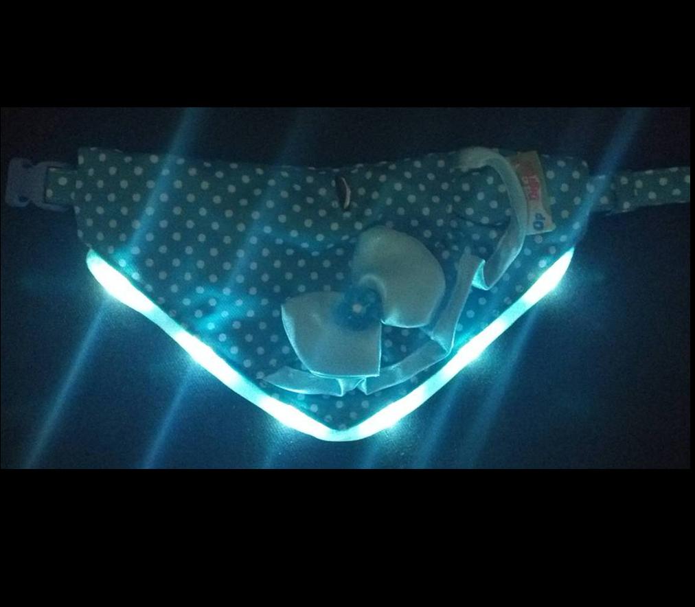 LED Flashing Bandanna -Polka-Blue